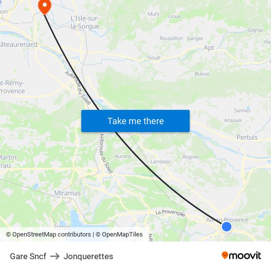 Gare Sncf to Jonquerettes map