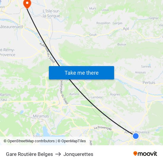 Gare Routière Belges to Jonquerettes map