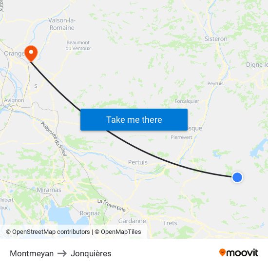 Montmeyan to Jonquières map