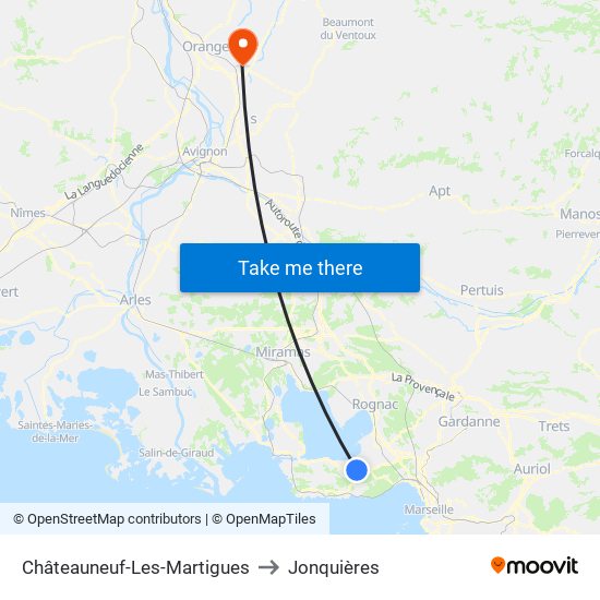 Châteauneuf-Les-Martigues to Jonquières map