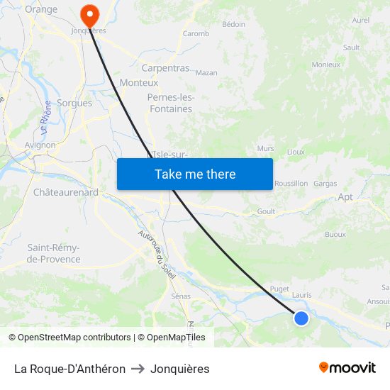 La Roque-D'Anthéron to Jonquières map