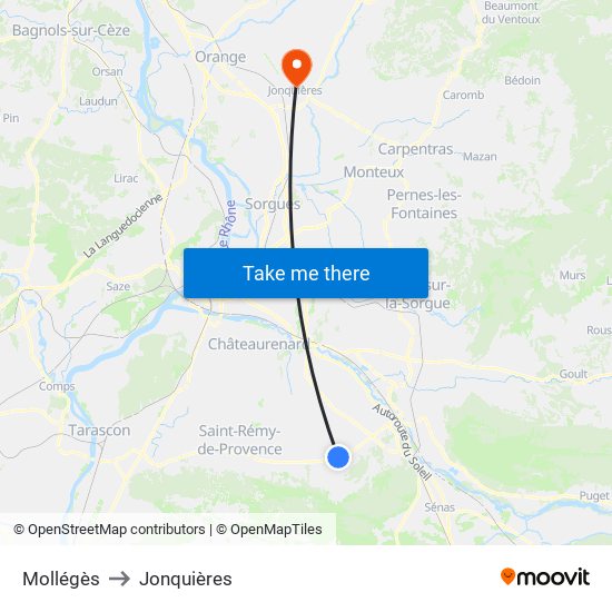 Mollégès to Jonquières map