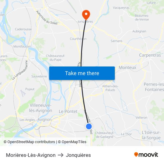 Morières-Lès-Avignon to Jonquières map