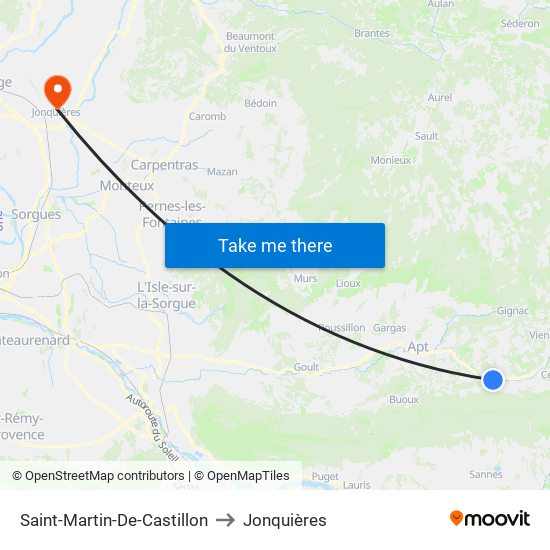 Saint-Martin-De-Castillon to Jonquières map