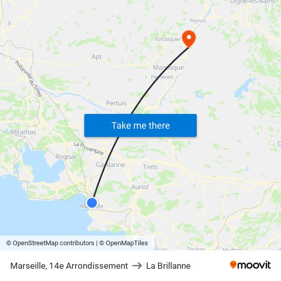 Marseille, 14e Arrondissement to La Brillanne map