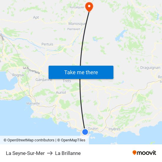 La Seyne-Sur-Mer to La Brillanne map