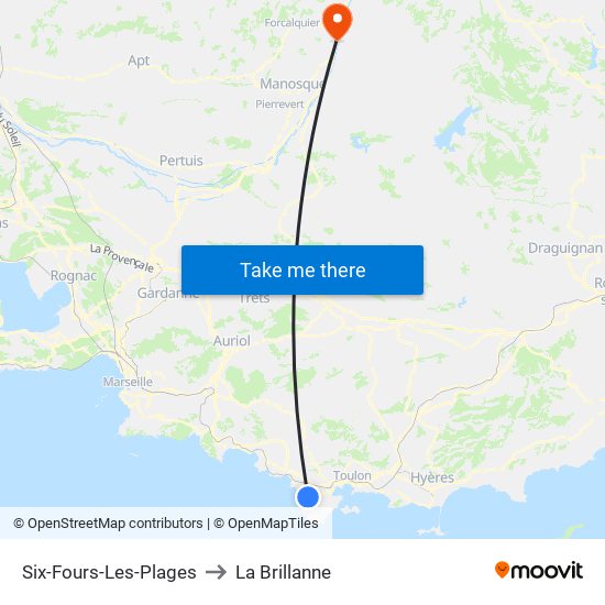 Six-Fours-Les-Plages to La Brillanne map