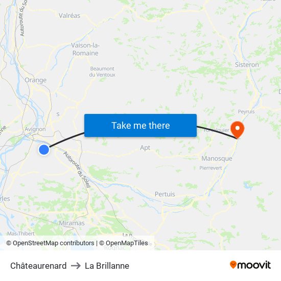 Châteaurenard to La Brillanne map