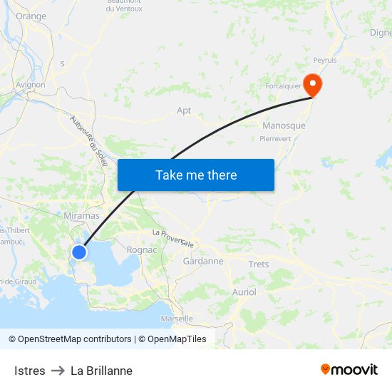 Istres to La Brillanne map