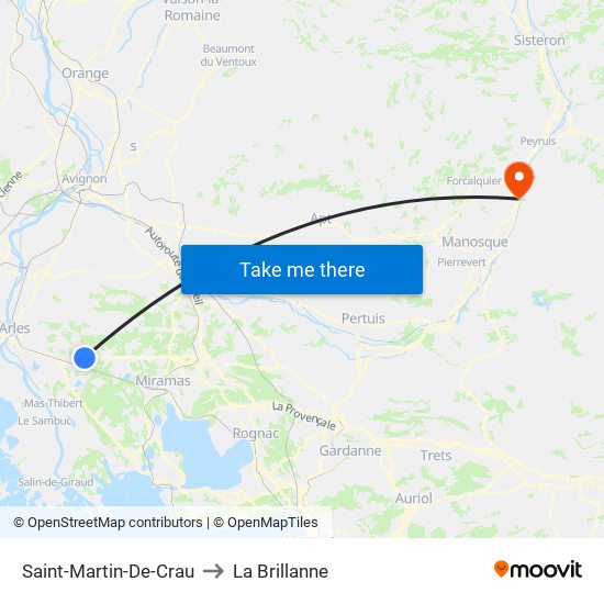Saint-Martin-De-Crau to La Brillanne map