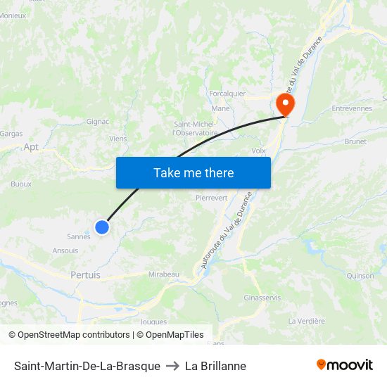 Saint-Martin-De-La-Brasque to La Brillanne map