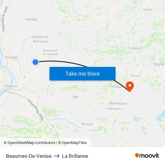 Beaumes-De-Venise to La Brillanne map