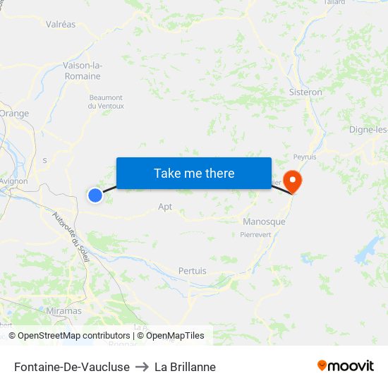 Fontaine-De-Vaucluse to La Brillanne map