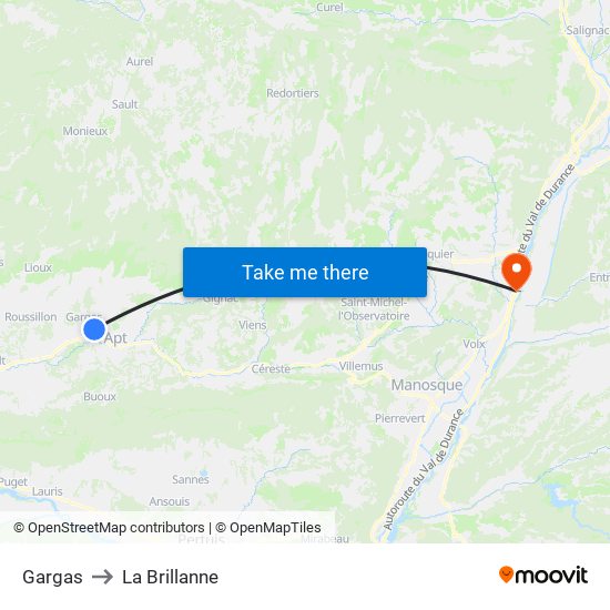Gargas to La Brillanne map