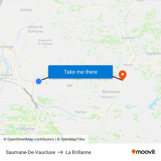 Saumane-De-Vaucluse to La Brillanne map