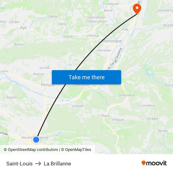 Saint-Louis to La Brillanne map