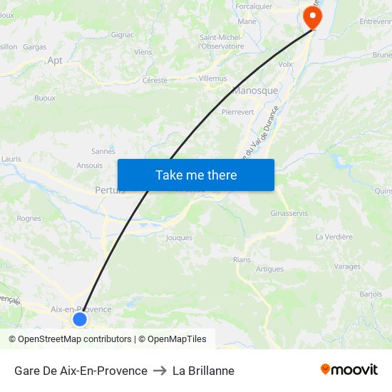 Gare De Aix-En-Provence to La Brillanne map
