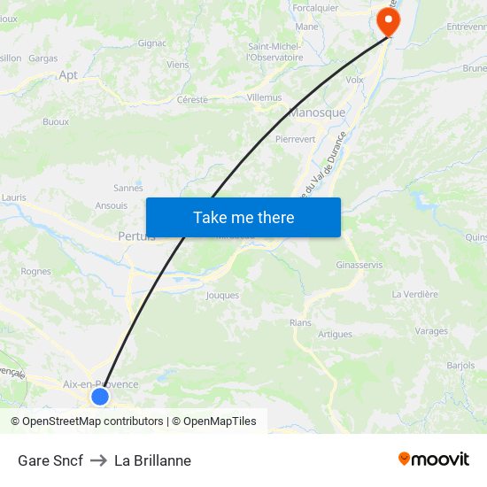 Gare Sncf to La Brillanne map