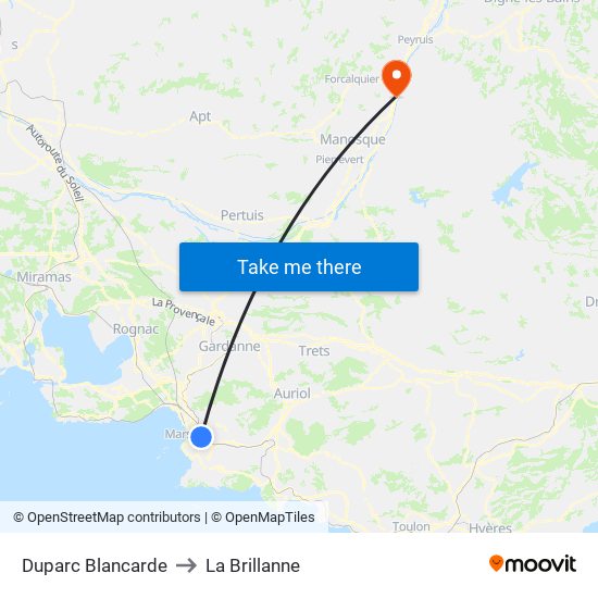 Duparc Blancarde to La Brillanne map
