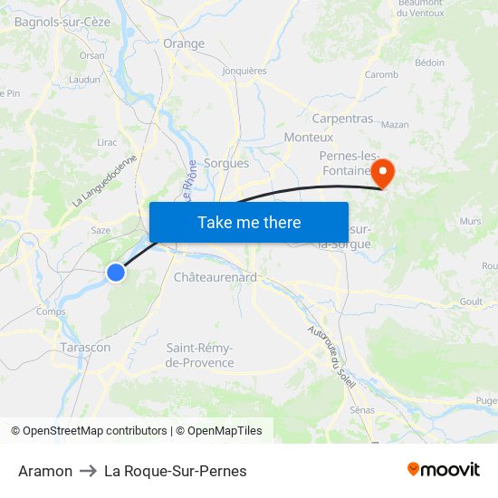 Aramon to La Roque-Sur-Pernes map