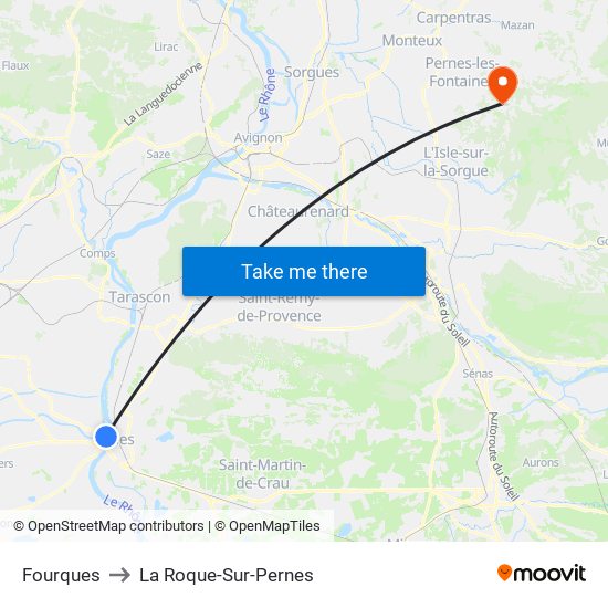 Fourques to La Roque-Sur-Pernes map