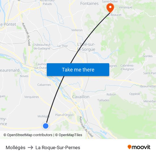 Mollégès to La Roque-Sur-Pernes map