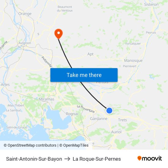 Saint-Antonin-Sur-Bayon to La Roque-Sur-Pernes map