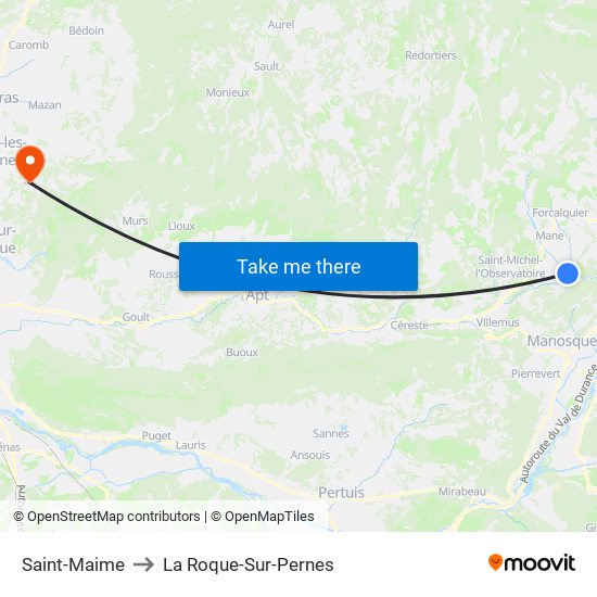 Saint-Maime to La Roque-Sur-Pernes map