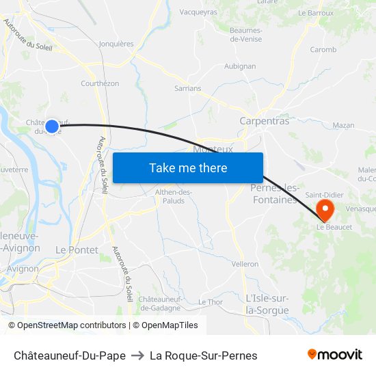 Châteauneuf-Du-Pape to La Roque-Sur-Pernes map