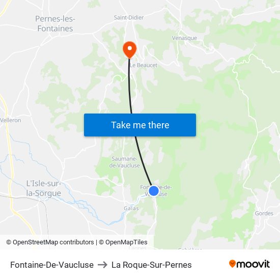 Fontaine-De-Vaucluse to La Roque-Sur-Pernes map