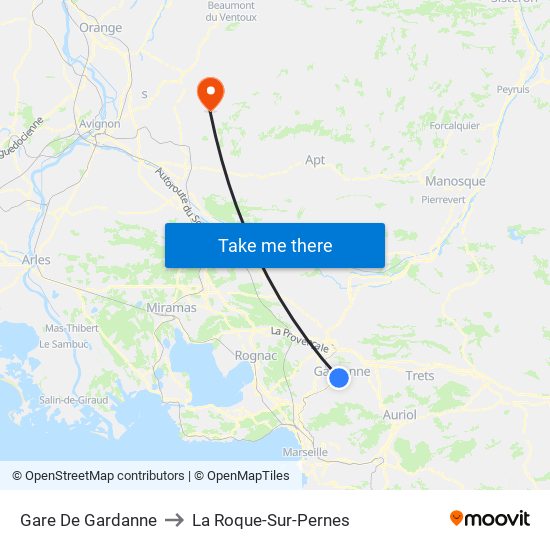 Gare De Gardanne to La Roque-Sur-Pernes map