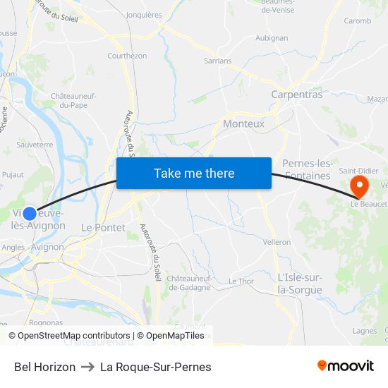 Bel Horizon to La Roque-Sur-Pernes map