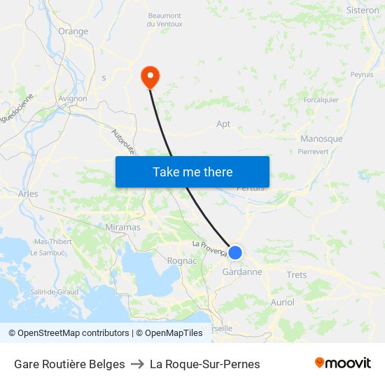 Gare Routière Belges to La Roque-Sur-Pernes map