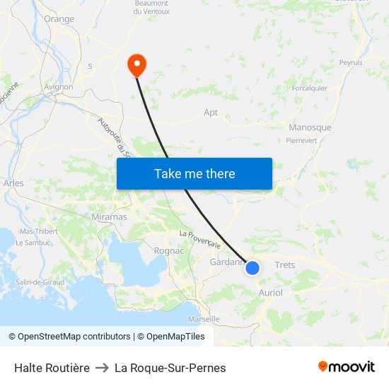Halte Routière to La Roque-Sur-Pernes map