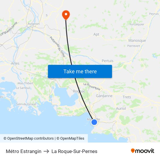 Métro Estrangin to La Roque-Sur-Pernes map