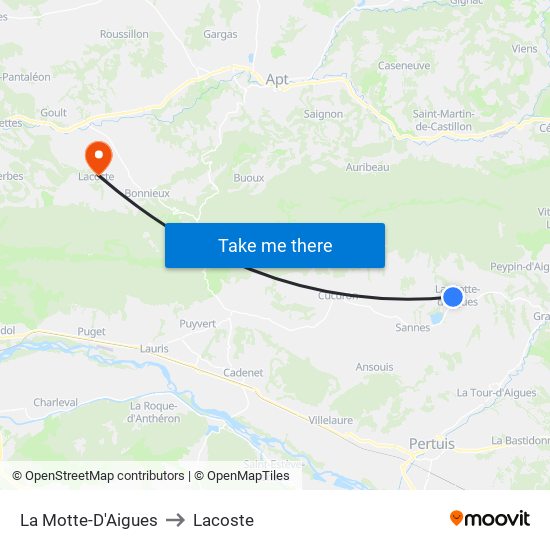 La Motte-D'Aigues to Lacoste map