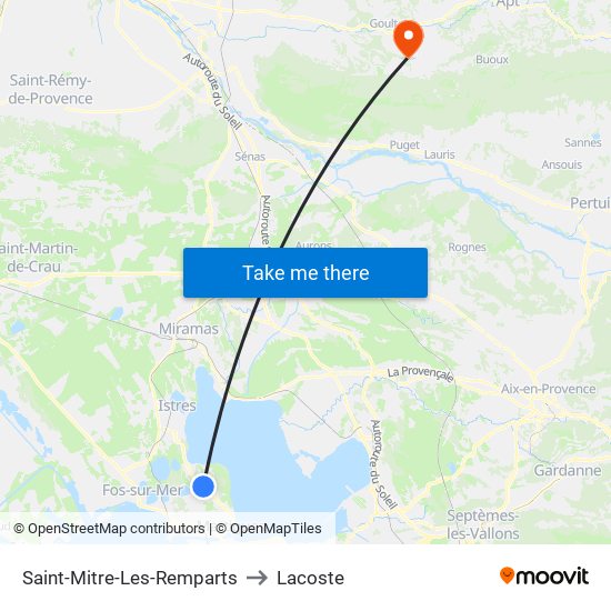 Saint-Mitre-Les-Remparts to Lacoste map