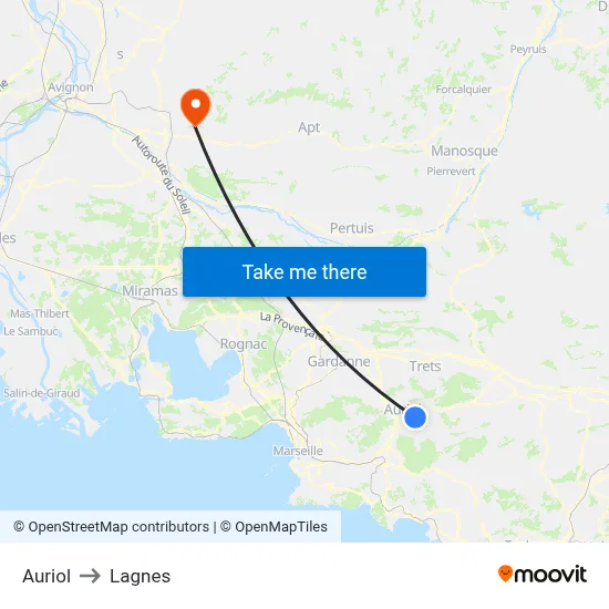 Auriol to Lagnes map