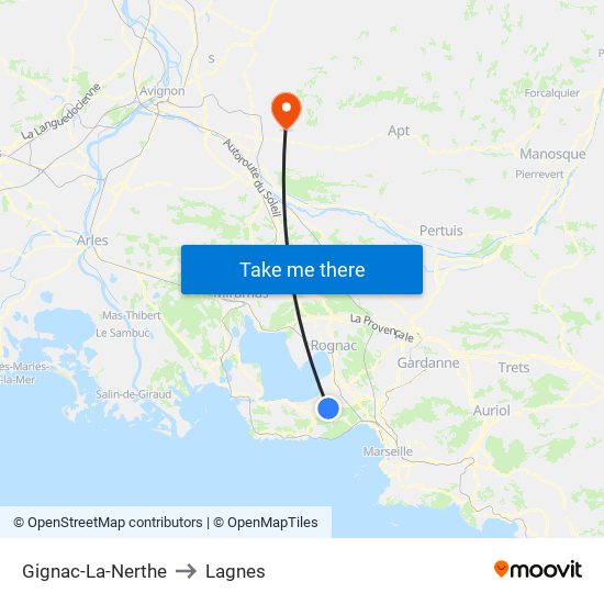 Gignac-La-Nerthe to Lagnes map