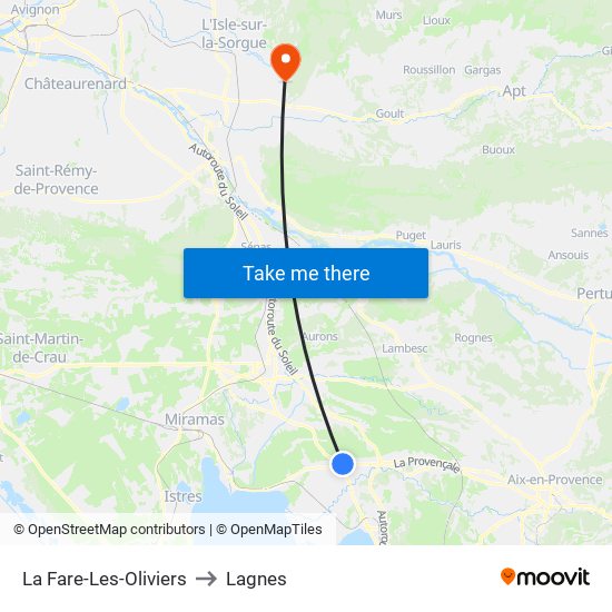 La Fare-Les-Oliviers to Lagnes map