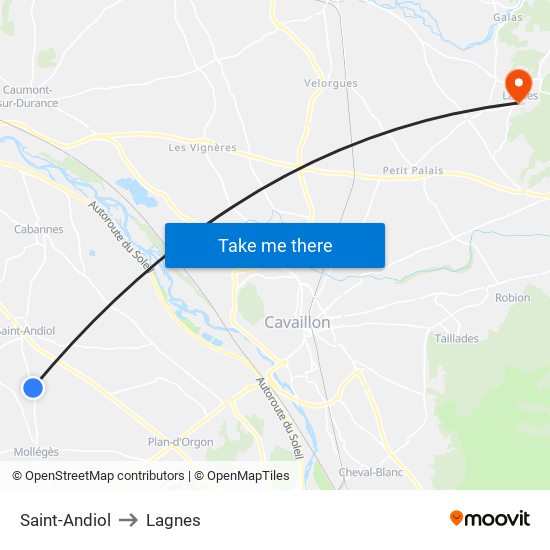 Saint-Andiol to Lagnes map