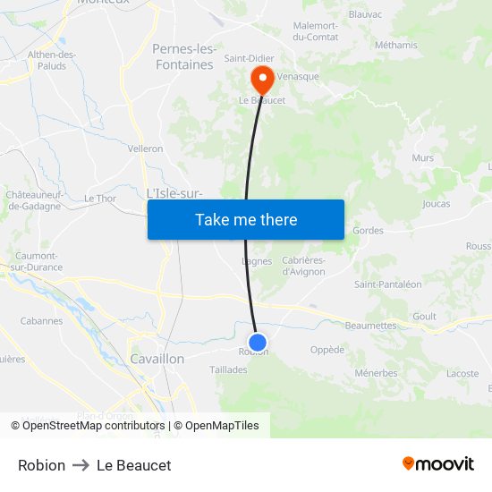 Robion to Le Beaucet map