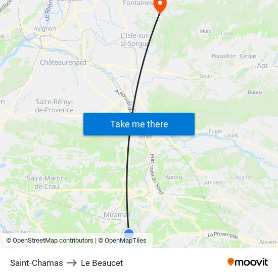 Saint-Chamas to Le Beaucet map