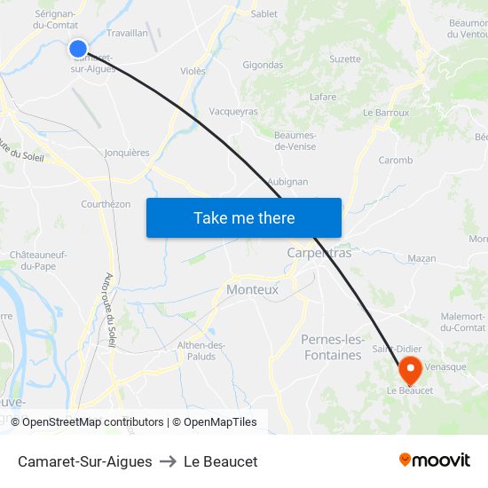 Camaret-Sur-Aigues to Le Beaucet map