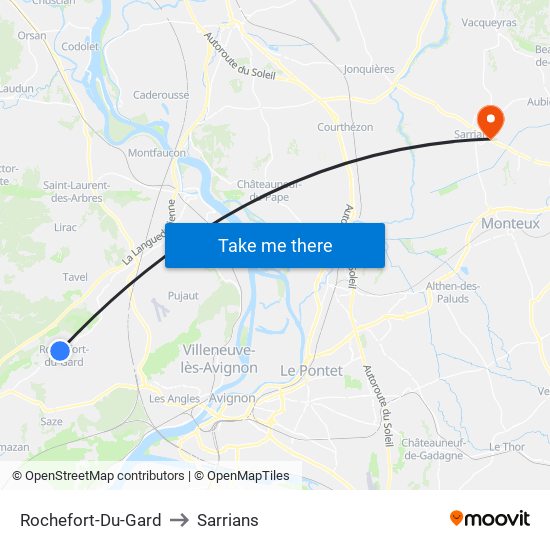 Rochefort-Du-Gard to Sarrians map