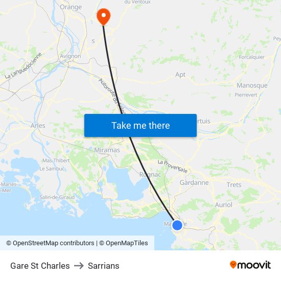 Gare St Charles to Sarrians map