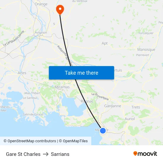 Gare St Charles to Sarrians map