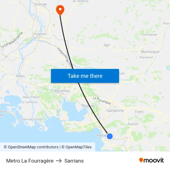 Metro La Fourragère to Sarrians map