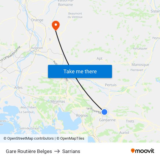 Gare Routière Belges to Sarrians map