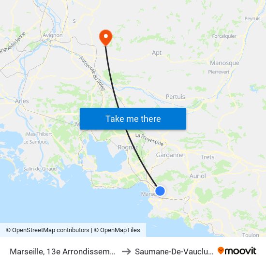 Marseille, 13e Arrondissement to Saumane-De-Vaucluse map
